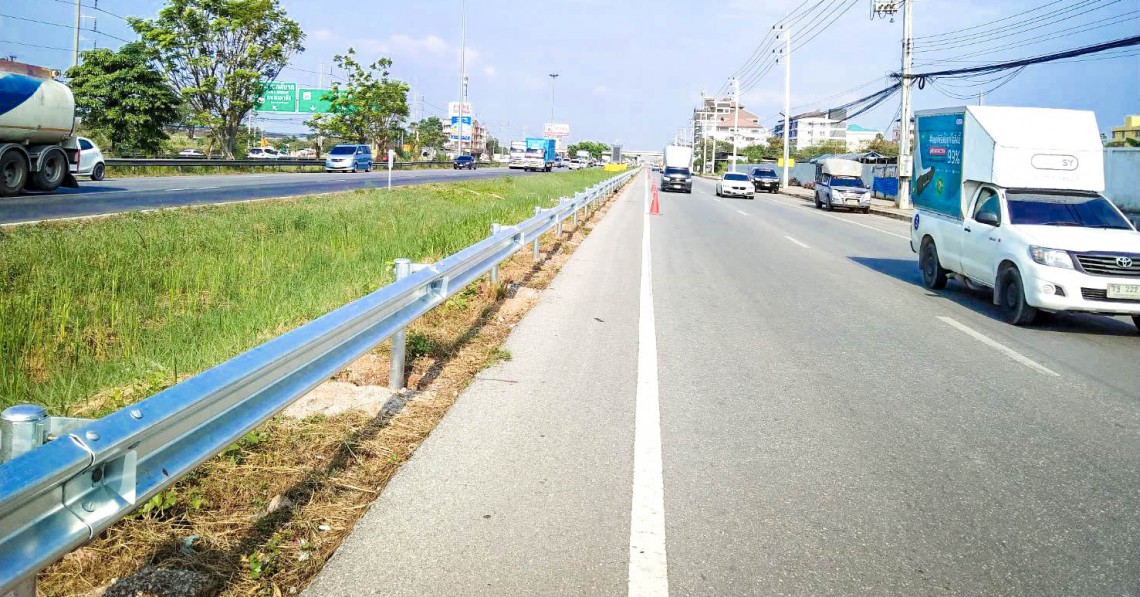 ติดตั้งราวกันอันตราย ทางหลวงหมายเลข 35 ตอน แสมดำ-สะพานข้ามแม่น้ำจีนฝั่งตะวันตก(เป็นช่วงๆ) 12,000 เมตร แขวงทางหลวงสมุทรสาคร